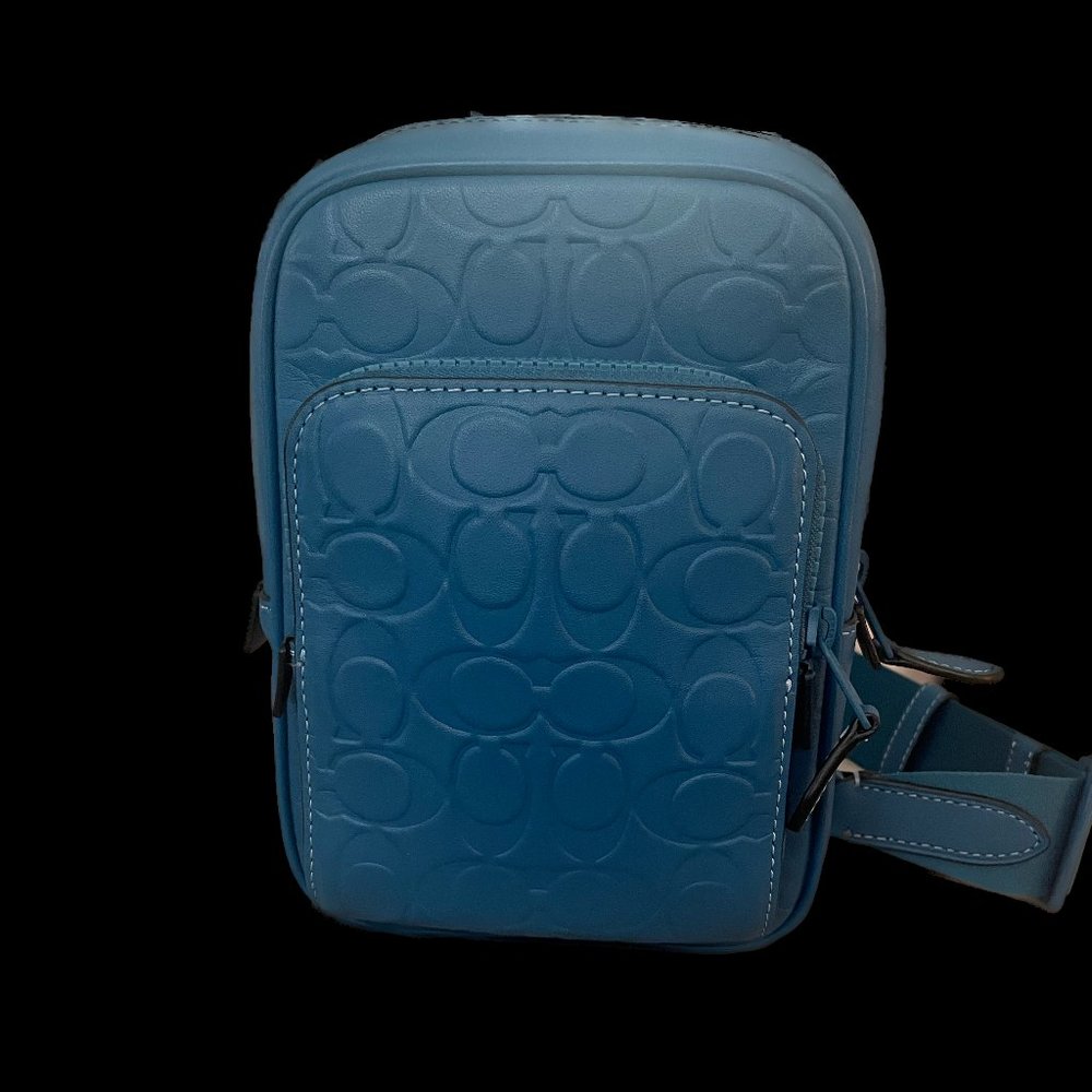 Unisex Coach Track Pack 14 In Signature Leather in COLOR:1 J/Blue Jay